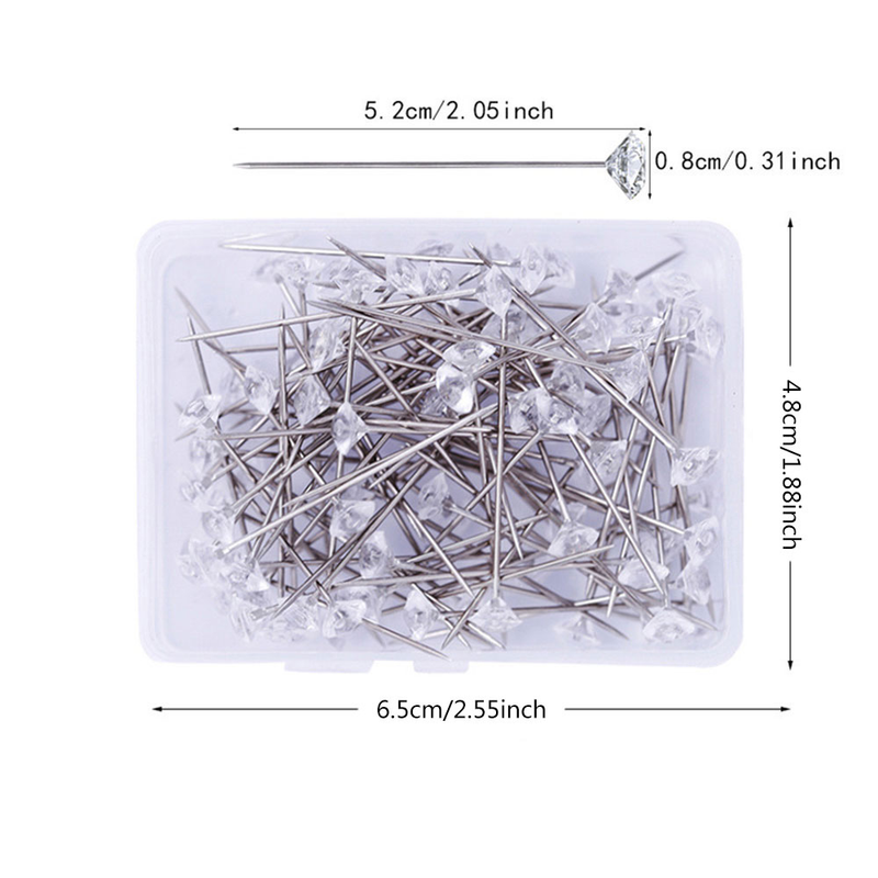 Perno de posicionamiento de perla con cabeza de diamante para ropa del hogar en caja de plástico_voghion.com