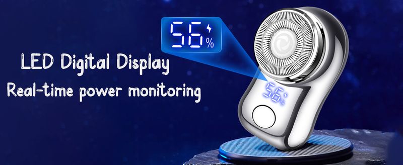 USB-C Rechargeable Mini Shaver - Battery Display & Lightweight_voghion.com
