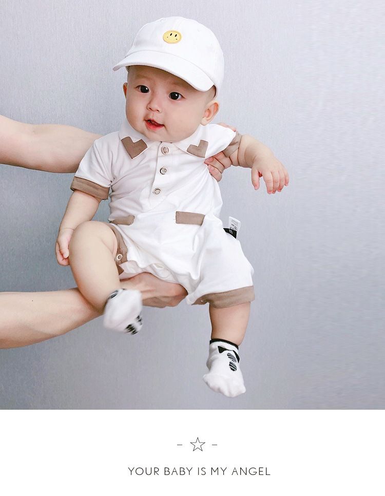 Mamm & Kanner Puppelchessummer Kuerzärmlech Eendeel Dënn Jong Puppelchesnetz Rout Erausgoen Romper Meedchen Neigebueren Reng Kotteng Hallefärm Krabbelkleeder_voghion.com