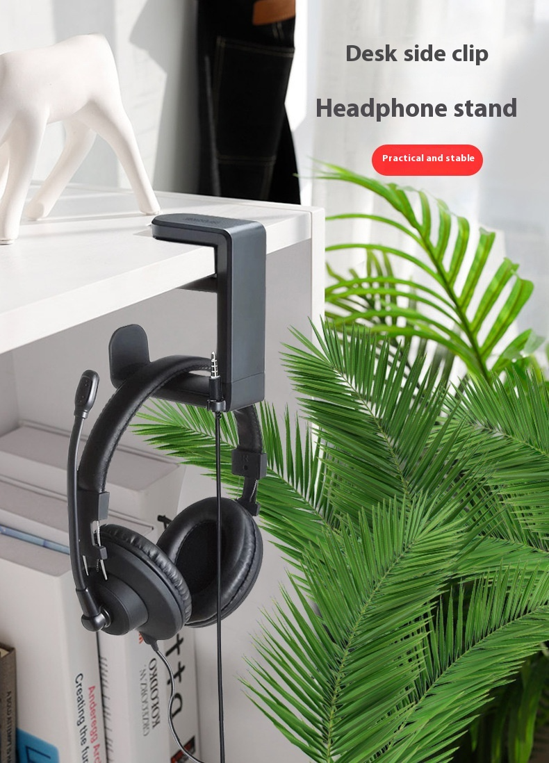 Support pour écouteurs - support pour écouteurs de jeu, support pour écouteurs à clip réglable, crochet pour écouteurs avec rotation à 360 degrés et rangement pour clip de câble sous le bureau_voghion.com