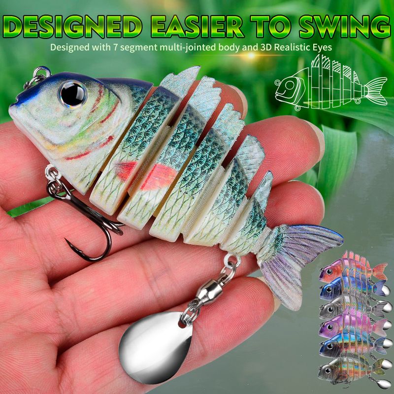 6-teiliger mehrteiliger Fisch-Seefischen mit Spinner-Pailletten, 9 cm, 24,6 g, Bass-Köder_voghion.com