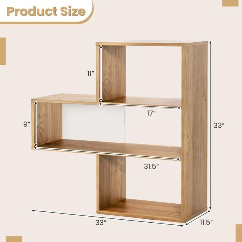 Open Device Room Organizer Bookcase 3-Shelf Convex Anti-Toppling Bookshelf With_voghion.com