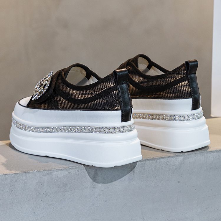 Fujin 6cm Denim Platform Wedge Genuine Leather Casual Spring Summer Autumn Comfy High Brand Chunky Sneakers Hidden Heels_voghion.com