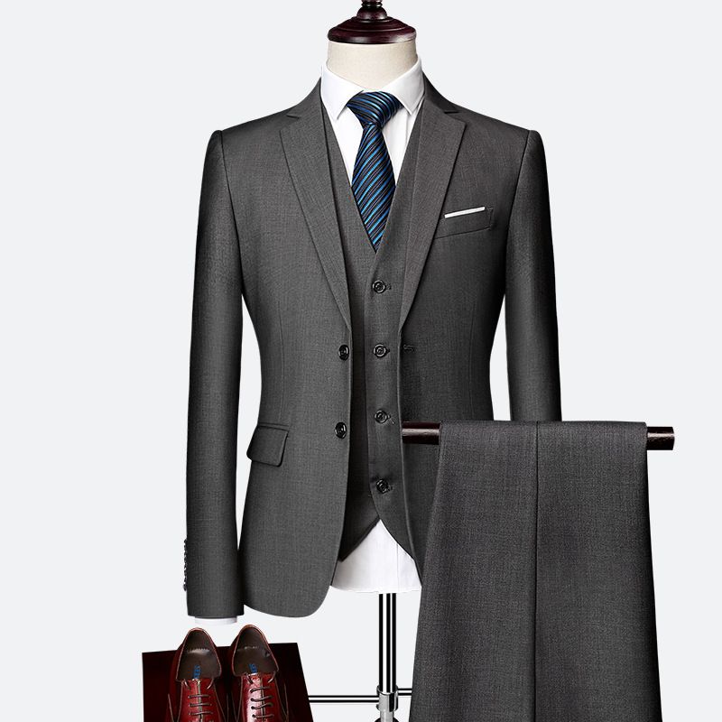 CT 2025 Spring And Autumn New Men's Business Casual Suit Single-Breasted Two-Button Three-Piece Set Jacket Trousers Vest_voghion.com