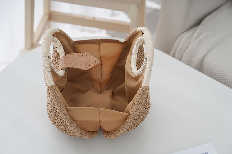 Borse da donna, estive, semplici, da tenere a mano, da donna, fatte a mano, in rattan, da spiaggia, in paglia, versatili, alla moda, intrecciate, casual._voghion.com
