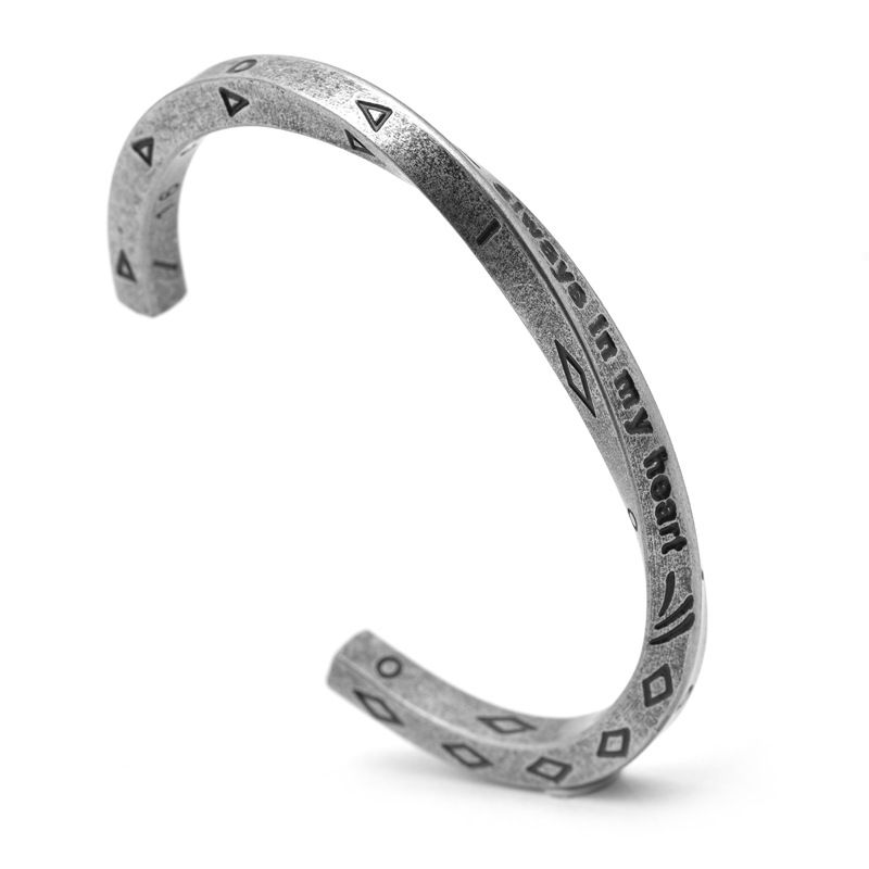 Women's Jewelry Nordic Style Titanium Steel Viking Text Personality Bracelet C Shaped Hand Jewelry Retro Twisted Open Bracelet_voghion.com