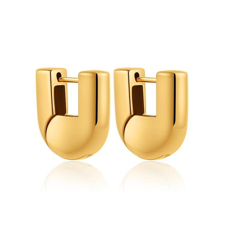 Unisex Simple Geometric U Shaped Earrings For Women With Cold Temperament Metal Niche Versatile Earrings_voghion.com
