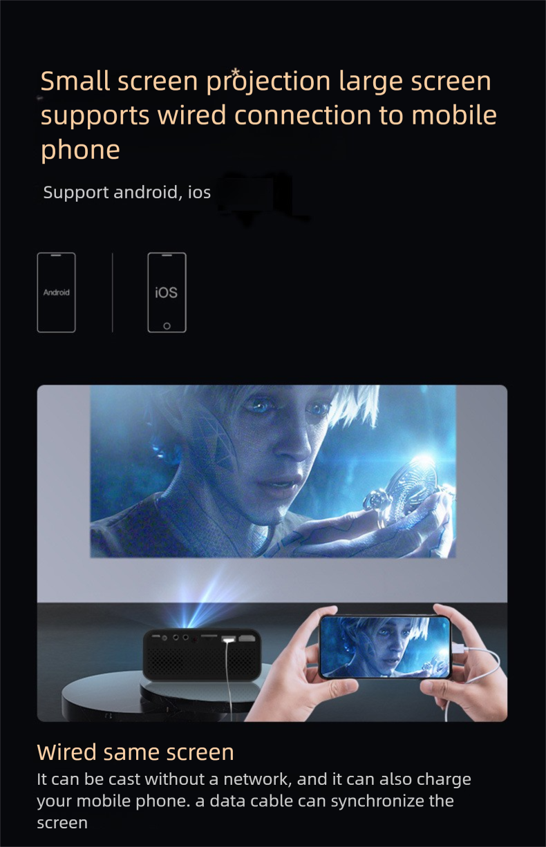 Novo projetor portátil YT500 Home HD Mini Micro 1080P_voghion.com