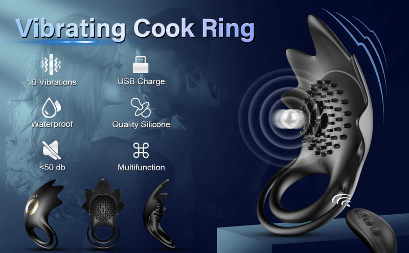 Anelli HESEKS per coppia, massaggiatore per la stimolazione del corpo femminile con 10 modalità di vibrazione, ricaricabile tramite USB, gioco per adulti, intimo_voghion.com