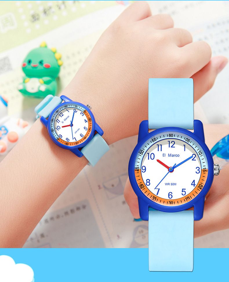 Round Dial Waterproof Quartz Watch For Kids And Teens - Stylish Casual Timepiece With 50M Water Resistance, Japanese Movement, And Durable TPU Strap_voghion.com