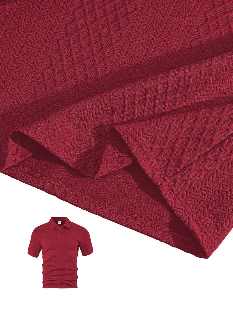 Ropa de verano para hombre, nueva camiseta polo deportiva de manga corta con solapa fina y tejido jacquard para hombre_voghion.com