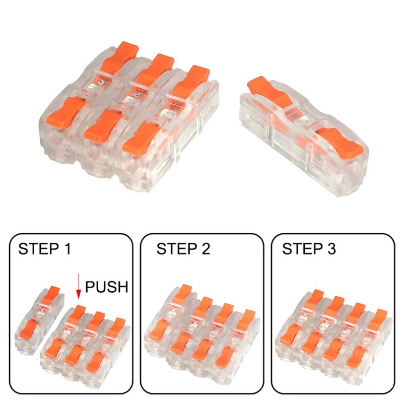 100pcs Box Lever Wire Connectors Electric Cable Clamp Mini Quick Electrical Push In Lighting Terminal Block Connector_voghion.com