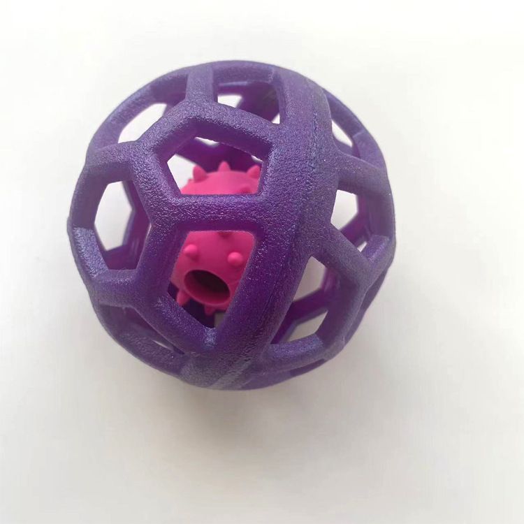 Hollow Out Puppy Cat TPR Rubber Bell Pet Toy Ball_voghion.com