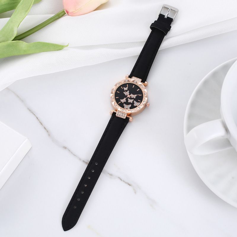 Heißer verkauf damen quarzuhr mode persönlichkeit einfache uhr schmetterling digitale gürtel uhr_voghion.com