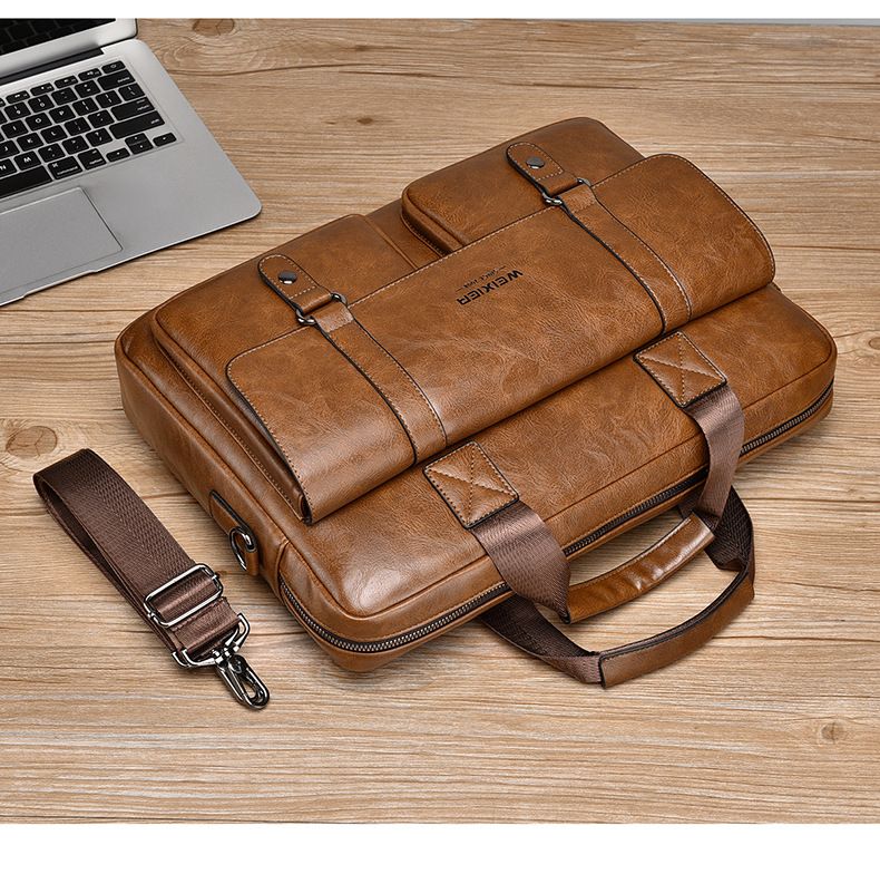 Men's Business Briefcase Large Capacity High End Laptop Bag One Shoulder Messenger Simple Handbag Men_voghion.com