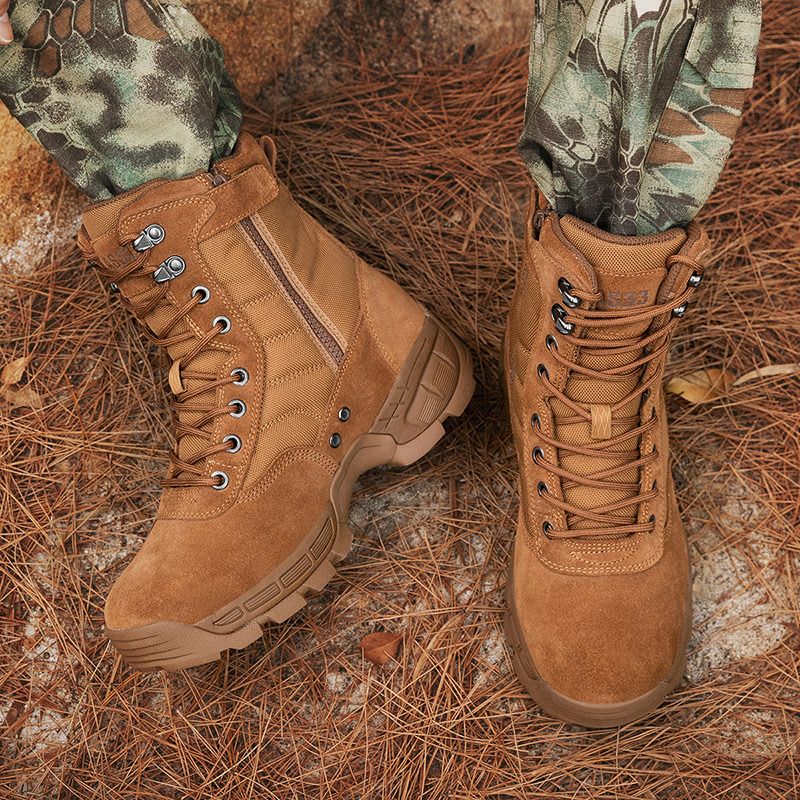 Bottes tactiques montantes pour hommes, bottes de combat militaires pour randonnée en plein air, camping, pêche, bottes du désert légères et durables avec support de cheville_voghion.com