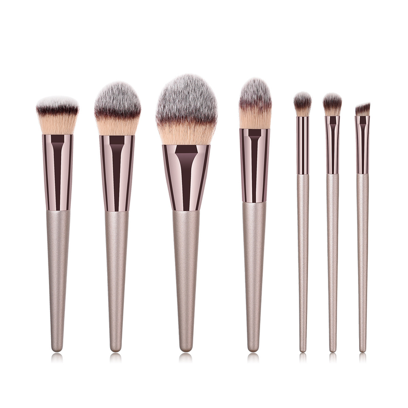 7 Stück Make-up-Pinsel, Make-up-Tools, Augen-Set, Lidschattenpinsel, Champagner-Gold, Kaffeeröhrenpinsel, GUJHUI_voghion.com