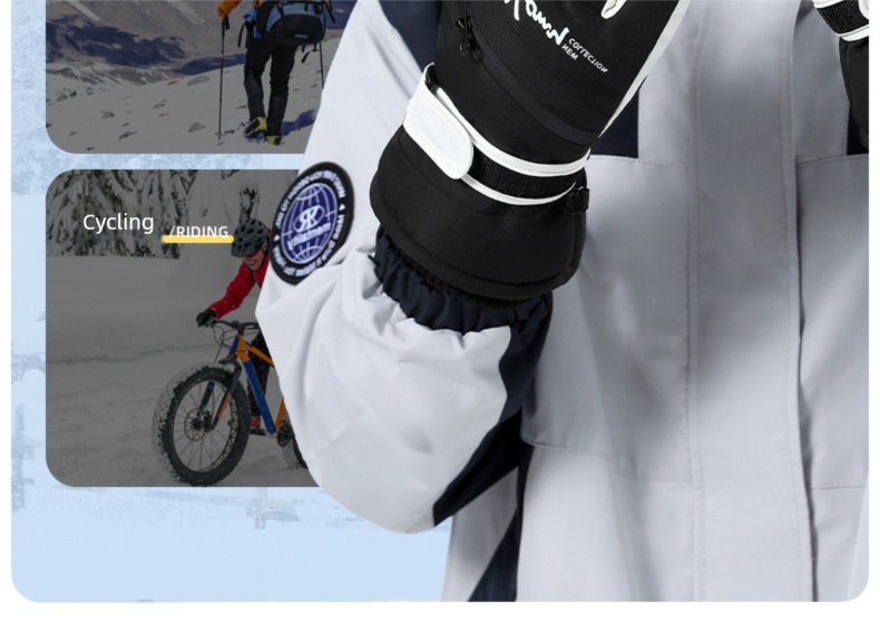 Guanti da sci invernali da uomo Northeast, foderati in pile, spessi, caldi e antifreddo, in cotone, impermeabili, per motocicletta elettrica_voghion.com