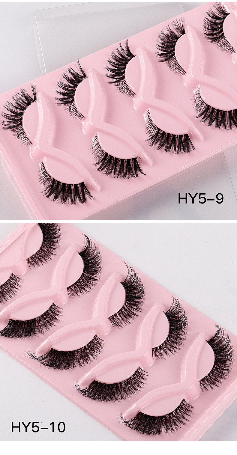 Beauty Health 5 Paar schräge falsche Wimpern im Flying Fox-Stil, natürlich, dick, gewellte Wimpern, simulierte Katzenaugen-Wimpern_voghion.com