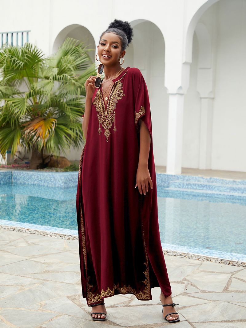 Abito da spiaggia oversize da donna – Tunica leggera in rayon con collo alto, copri bikini, copricostume da bagno_voghion.com