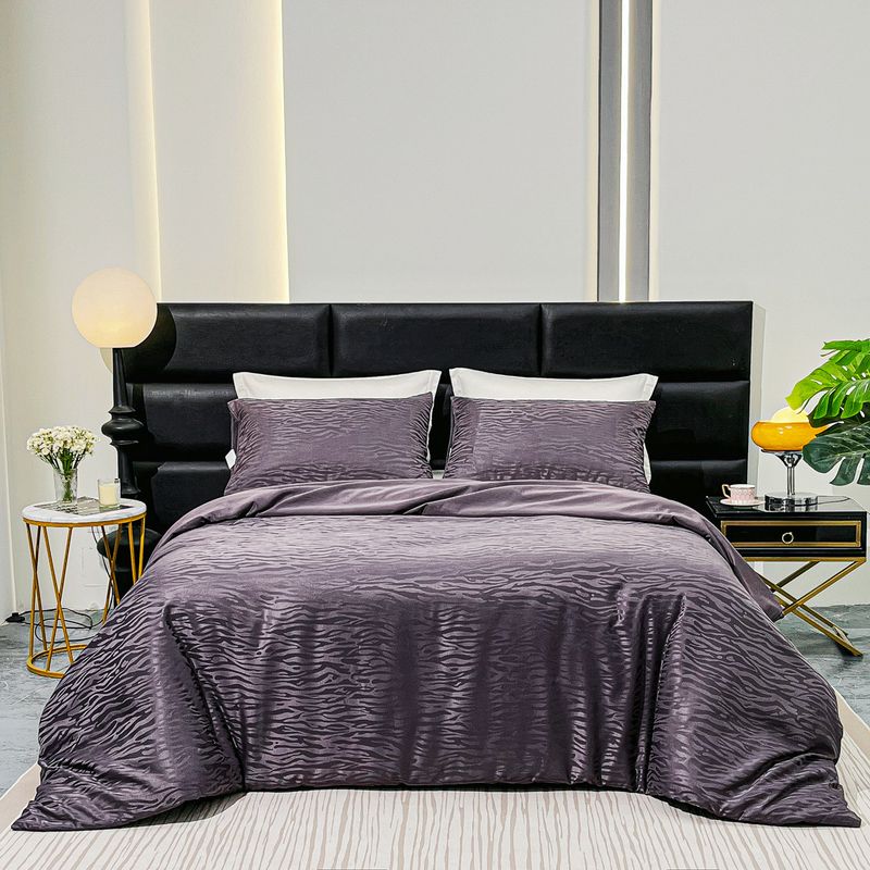 Parure de lit 3 pièces avec housse de couette et taie d'oreiller en jacquard, légère et luxueuse, style artisanal brillant_voghion.com