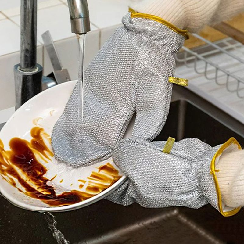 1/2 pezzi, guanti per lavare i piatti in filo d'argento, pulizia della cucina, lavaggio dei piatti, spazzolatura delle pentole, impermeabili, guanti isolanti per la casa_voghion.com