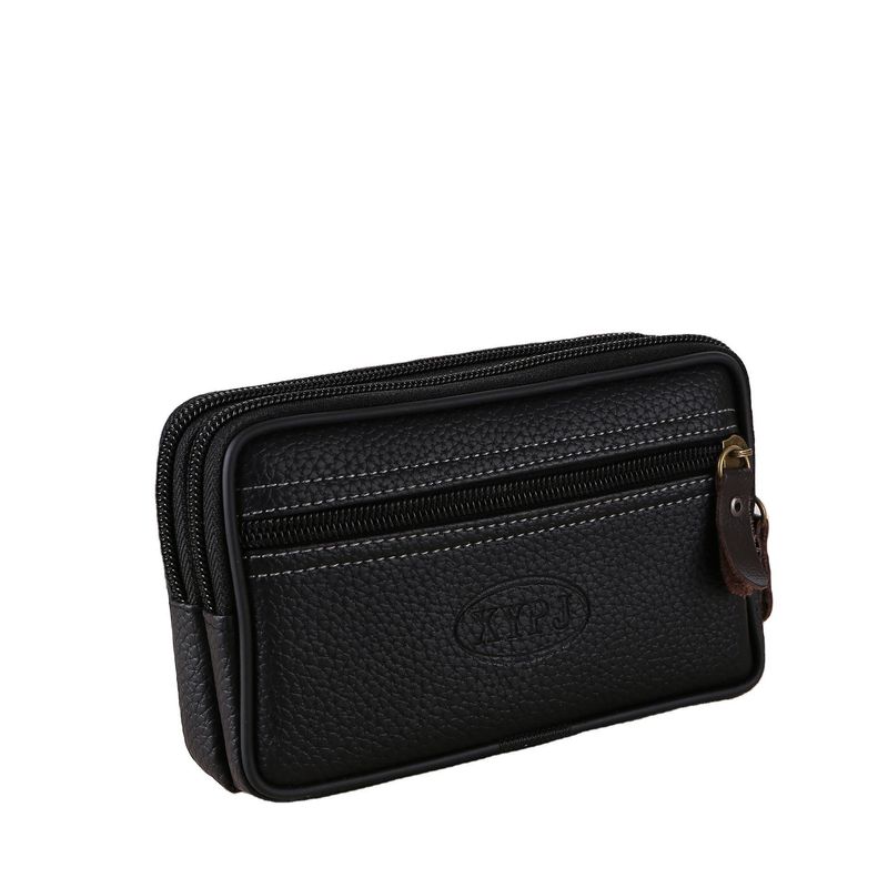 Herren-Handytasche mit großem Platzbedarf und Reißverschluss, multifunktional, doppellagig, weicher Ledergürtel, Kartenhalter, 6 Zoll / 6,5 Zoll_voghion.com
