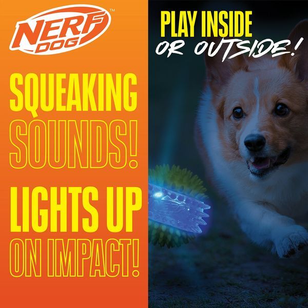 2.7' Light-Up Squeaky Dog Ball With Dental Spikes – LED Toy For Medium Dogs, Soft TPR Material_voghion.com