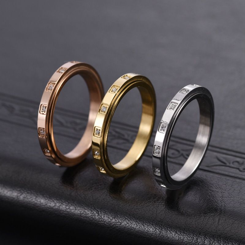 Gioielli da donna, coppia, fidanzamento, matrimonio, piccolo, fresco, cerchio, anello girevole in acciaio inossidabile con diamanti_voghion.com