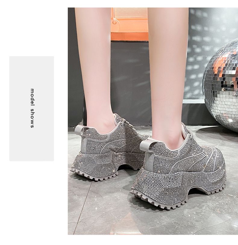 Modische Damen-Sneaker mit Strasssteinen – klobige Plateauschuhe für mehr Körpergröße, atmungsaktives Obermaterial aus PU, lässige und trendige Low-Top-Schnürschuhe_voghion.com