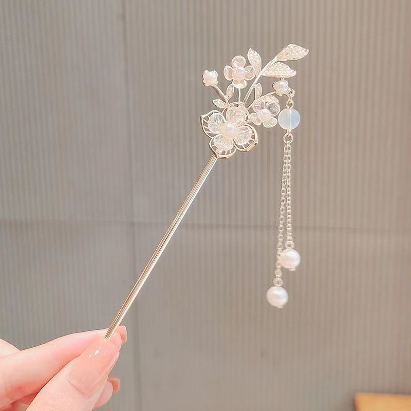Elegante Chinese roos in antieke stijl, prachtige kwasthaarspeld, hoogwaardige Hanfu-accessoires, bruidshaaraccessoires_voghion.com