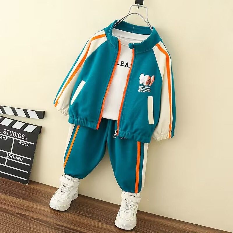 Ropa para niños Otoño e Invierno Nueva moda Niños Casual Dibujos animados Deportes Abrigo Pantalones Conjunto de 2 piezas_voghion.com