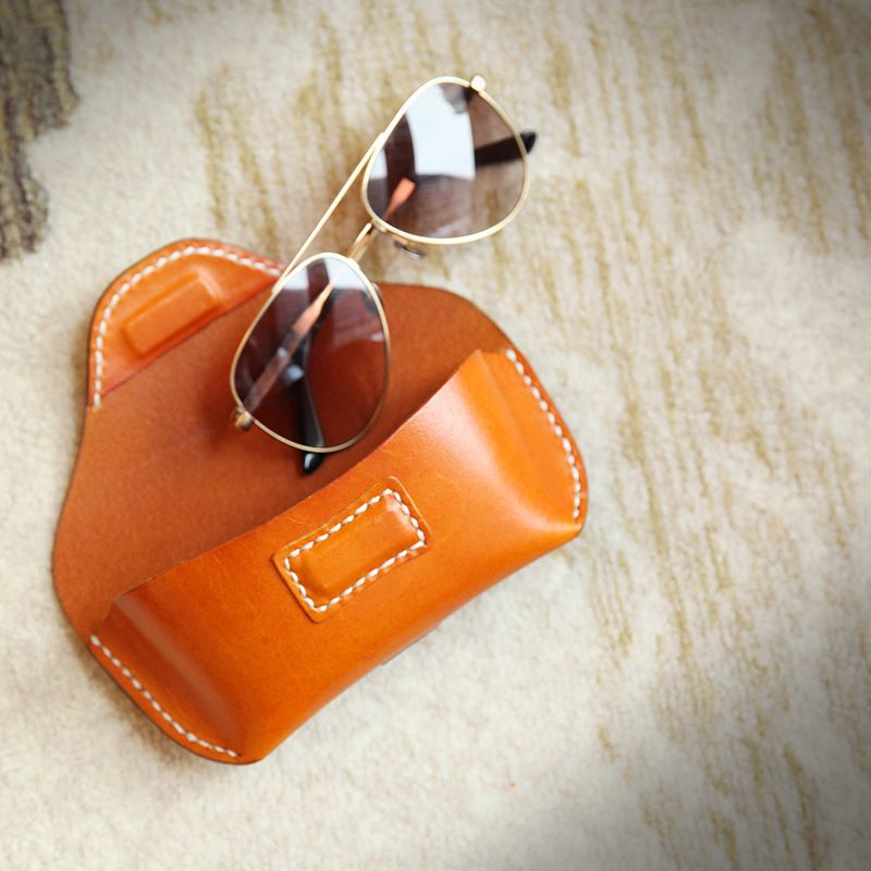 Custodia per occhiali unisex in pelle conciata al vegetale, stile retrò, multifunzionale, con cintura in pelle, borsa porta occhiali_voghion.com