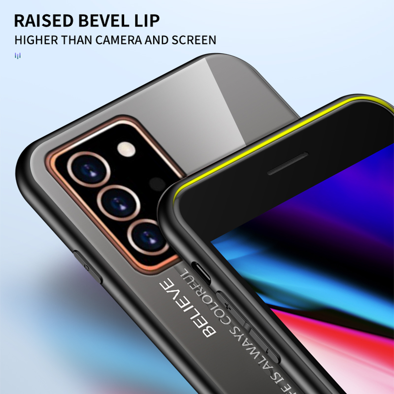 Samsung Galaxy Note 20 Ultra KılıfDegrade Temperli Cam ArkaHibrit İnce Darbeye Dayanıklı Kapak Kılıfı_voghion.com