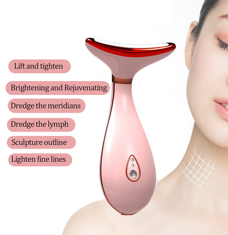LED Face Neck Photon Therapy Skin Tighten Beauty Device Reduce Double Chin Anti Wrinkle Remove Lifting Mas_voghion.com