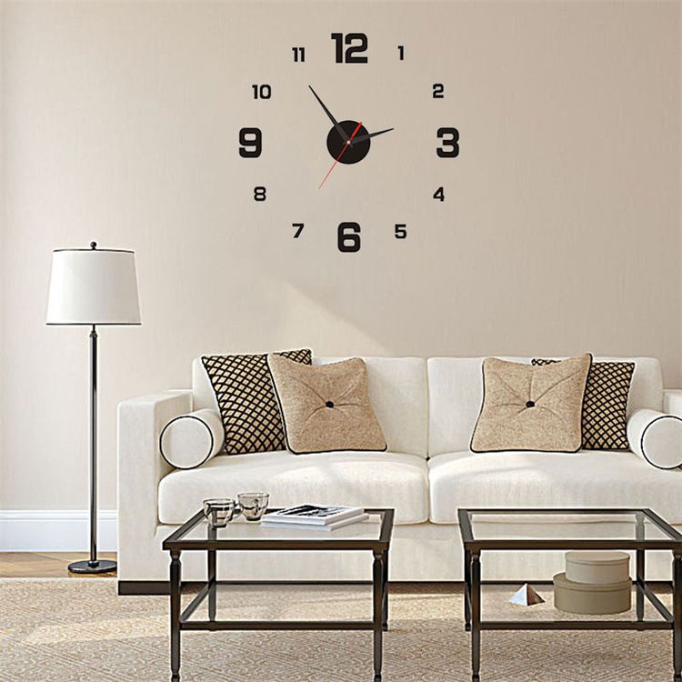Modern Silent Sweep Wall Clock – Glow-in-the-Dark Acrylic Peel & Stick DIY Clock For Living Room, Bedroom & Office_voghion.com