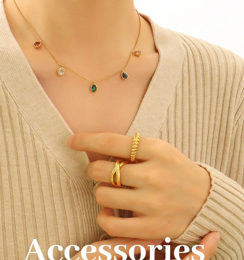 Damessieraden Geometrische Zirkonia Hanger Ketting - Stijlvolle Minimalistische Laagketting Voor Dagelijks Gebruik Sleutelbeenhalsketting_voghion.com