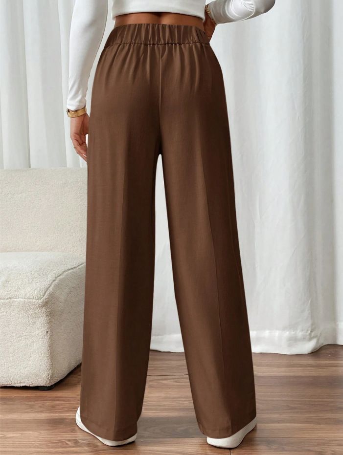 Dameskleding Drape Mopping Casual Broek Hoge Taille Broek Losse Temperament Recht Niche Ontwerp Effen Kleur Broek_voghion.com