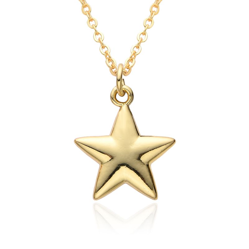 Hip Hop Stern Anhänger Halskette - 5-Punkt vergoldete Kupferkette mit Zirkonia, Urban Streetwear Schmuck für Männer_voghion.com