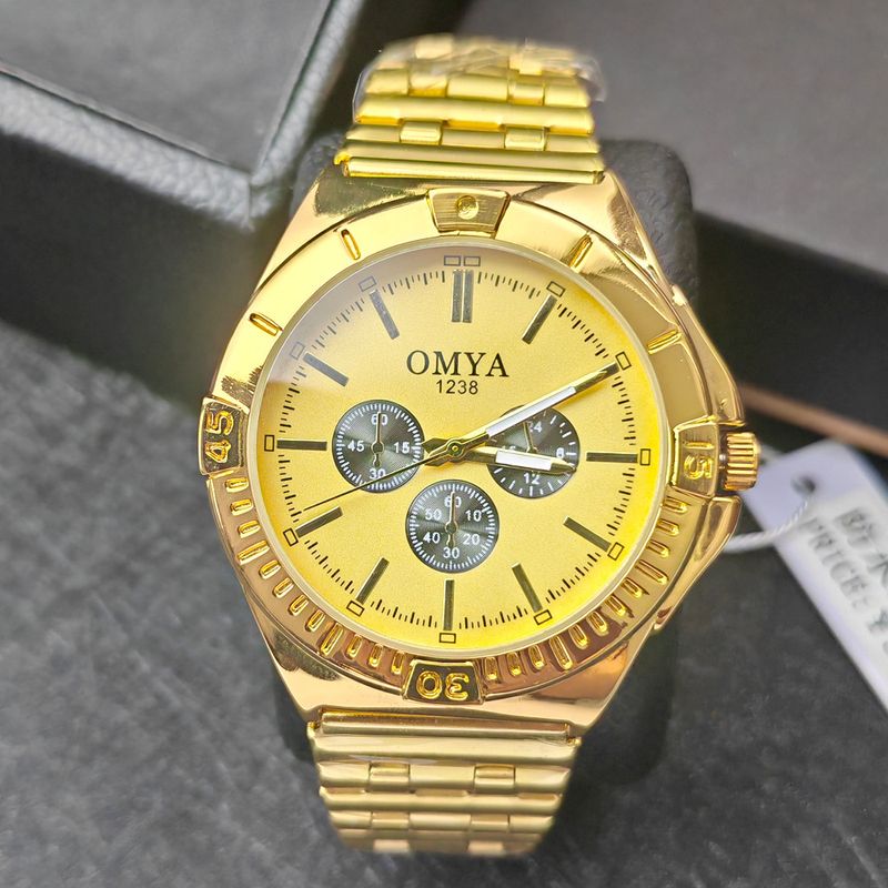 Watch OMYA New Three Eye Men's Fashion Business Steel Belt Quartz Watch_voghion.com