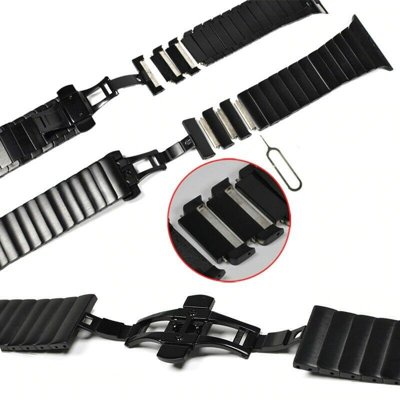 Lämplig för Apple Watch klockarmband i rostfritt stål Bamboo en pärla metall titanfärgad apple watch klockarmband_voghion.com