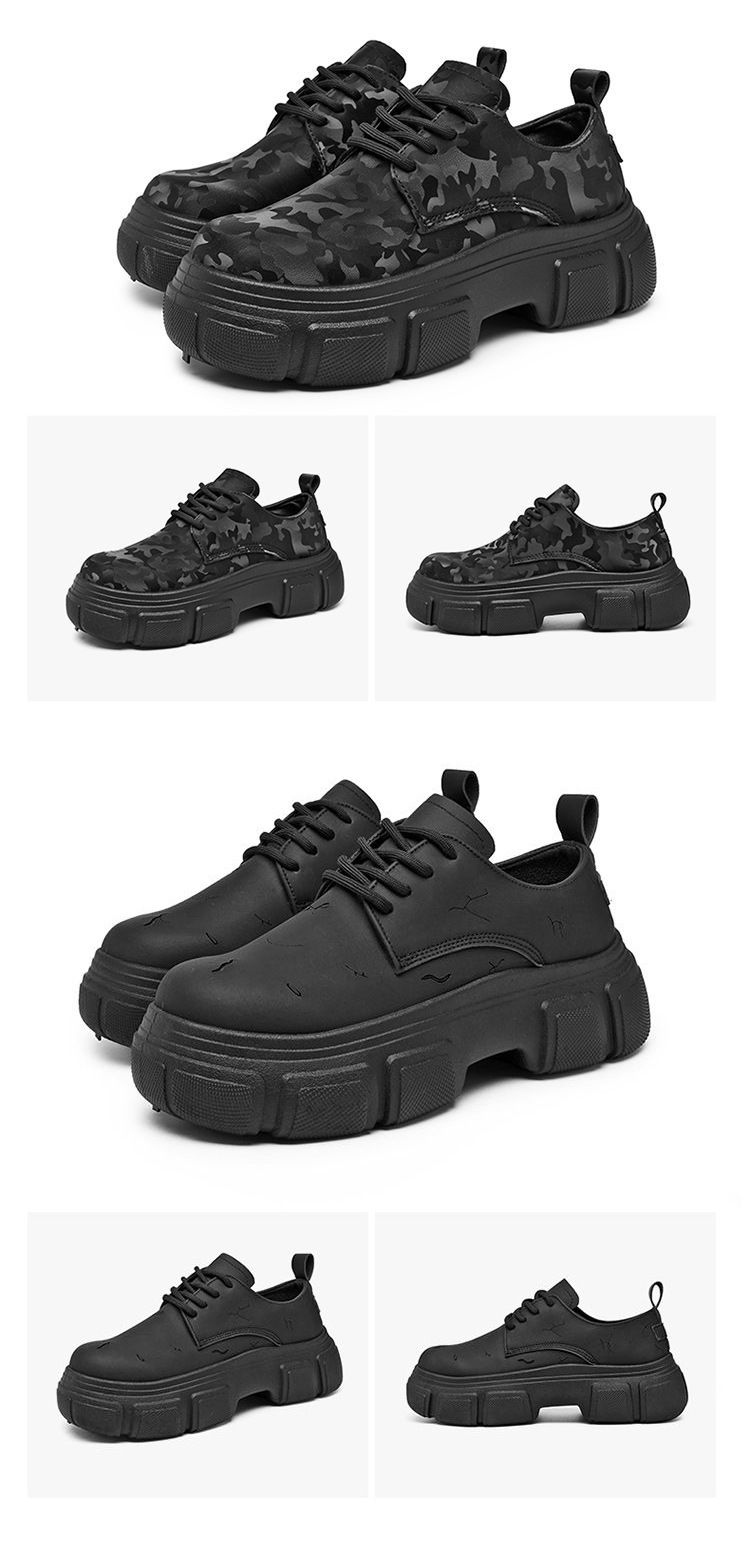 ShoeVault Camouflage Thick-Soled Leather For Men, Autumn New Commuter Business Height-Increasing Derby Shoes, Casual British Style_voghion.com