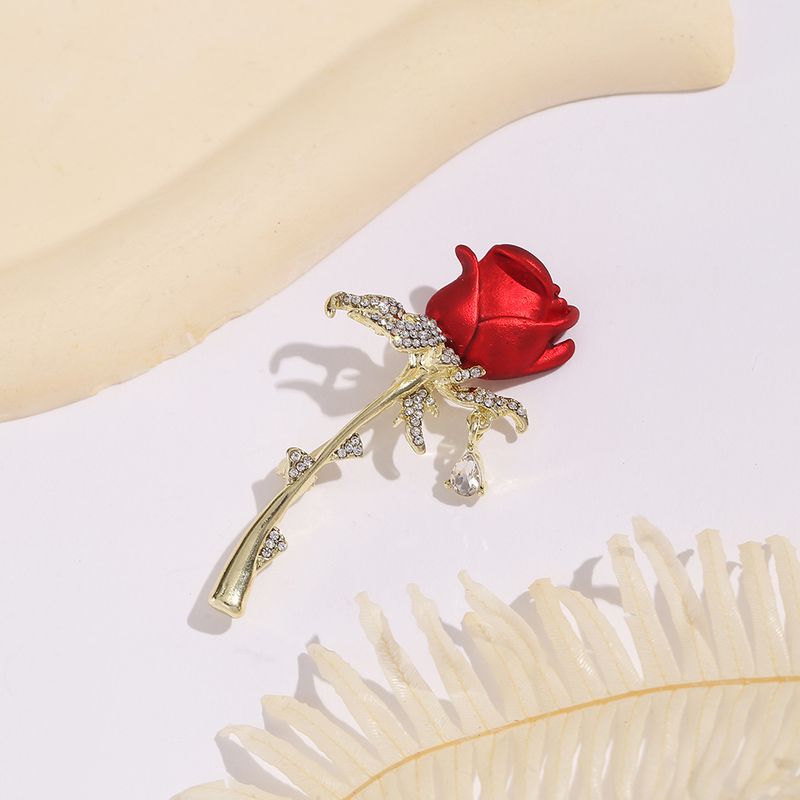 Ölgemälde eingelegte Diamant-Rosenbrosche Mantelanzug Reversnadel High-End-Modeaccessoire für Frauen_voghion.com