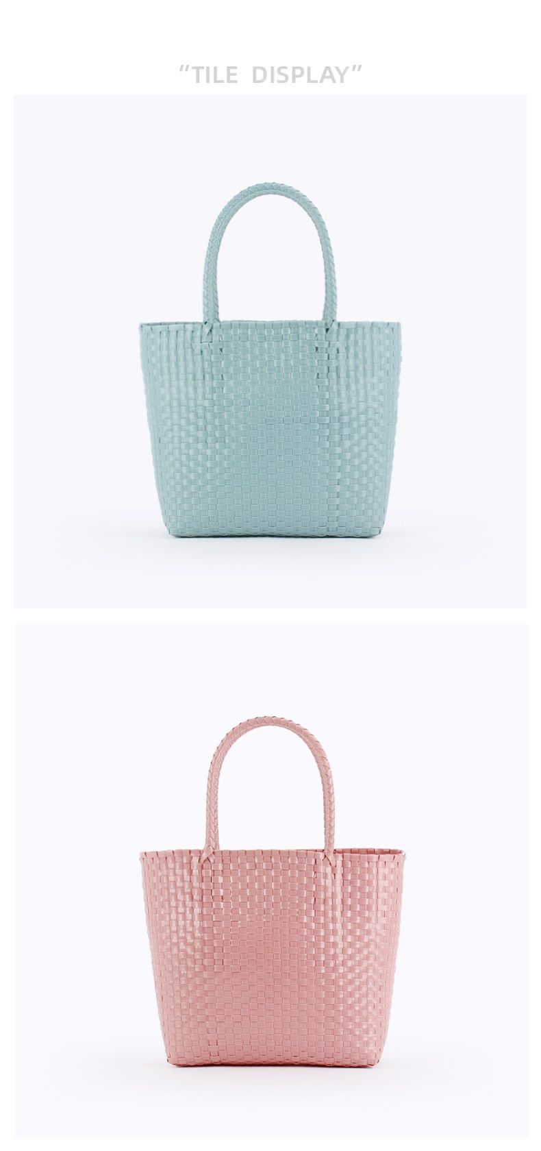 Damentaschen Makronen Frische Farbe Kunststoff Gewebte Tasche Kleine Süße Hand Gehalten Picknick Tasche Badekorb Kleine_voghion.com