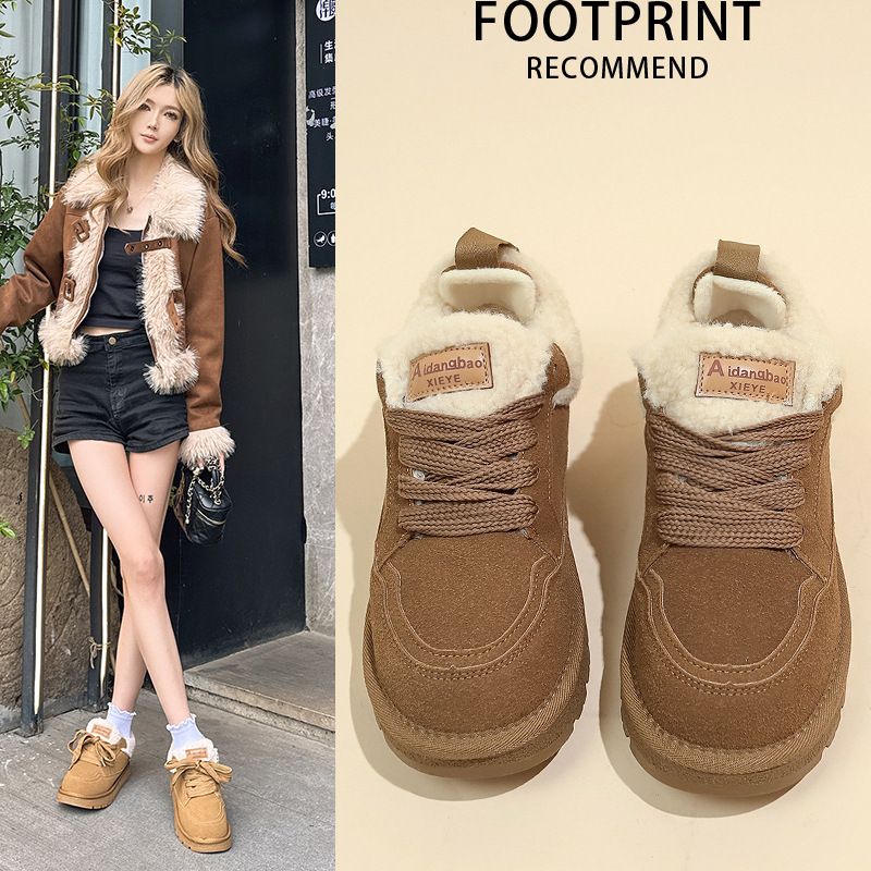 Damen-Winterstiefel mit dickem Fellfutter, rutschfester Gummisohle, runder Zehenpartie, lässige, wadenhohe Stiefel für kaltes Wetter, integrierte Baumwollschuhe_voghion.com