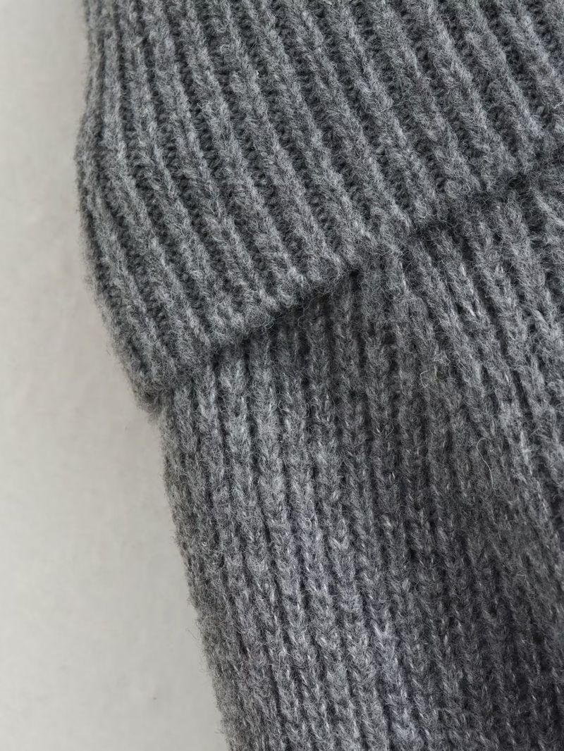 Maglione oversize da donna in maglia - Maglia girocollo a coste morbide a maniche lunghe - Pullover casual da strada (nero, rosso, grigio, crema)_voghion.com