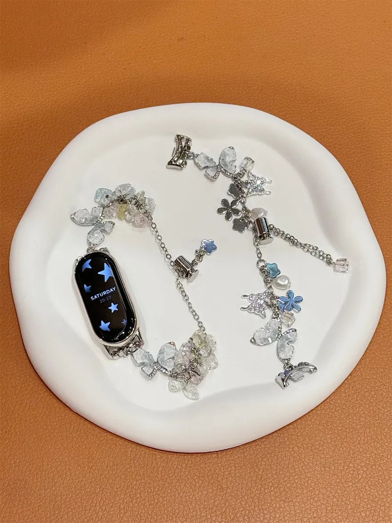 Klokkebånd for Xiaomi Band 8 7 8Pro 7Pro 6 5 4 3 Butterfly Crystal Temperament Armbånd Klokkerem_voghion.com