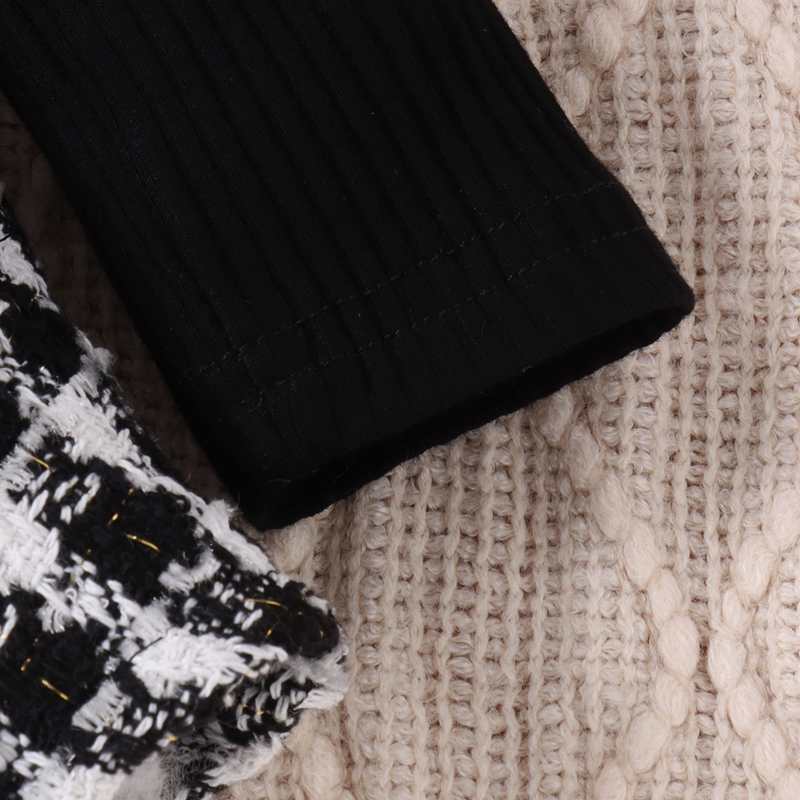 Abbigliamento per bambini piccolo vento profumato autunno inverno bambina gonna in pizzo a maniche lunghe in pizzo patchwork intrecciato abito con fiocco Ha_voghion.com