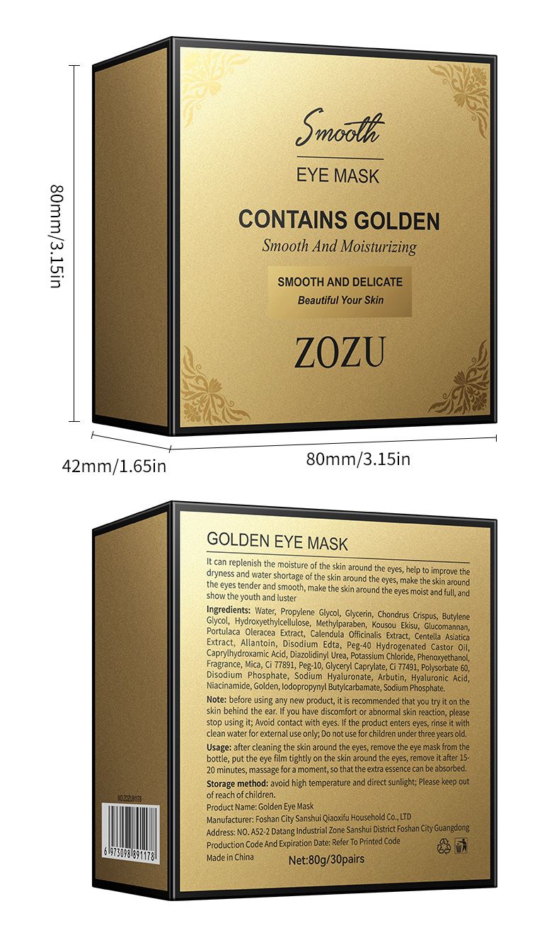 ZOZU Gold Avocado Augenmaske 80 g (60 Aufkleber/30 Paar) Feuchtigkeitsspendender Augenkomfort_voghion.com