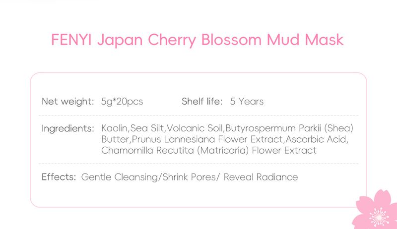 Treatments & Masks Sakura Mud Mask Box 5g*20 Hydrating Moisturizing Sleeping Mask Skin Care Products_voghion.com